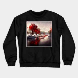 Red leaves on snow Crewneck Sweatshirt